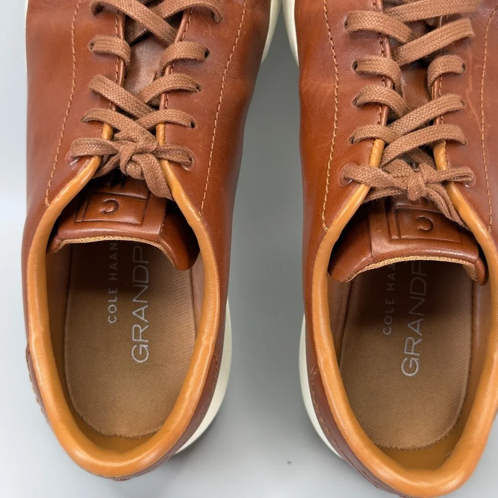 Cole Haan GrandPro Tennis Sneaker Mens 8 M Casual Dress Shoe Brown White Leather